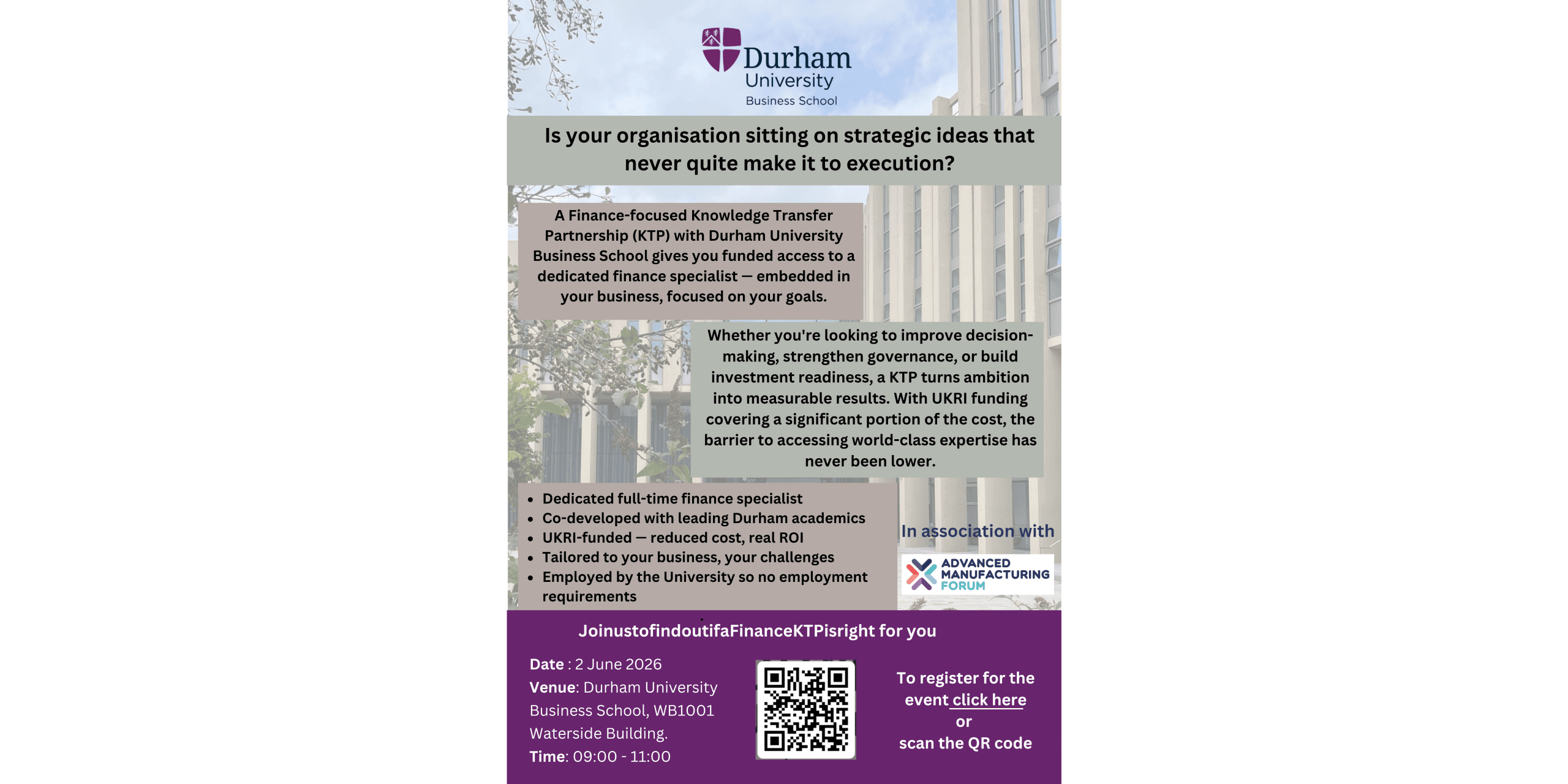Durham University Partner Event: Finance Knowledge Transfer Partnerships (KTPs)